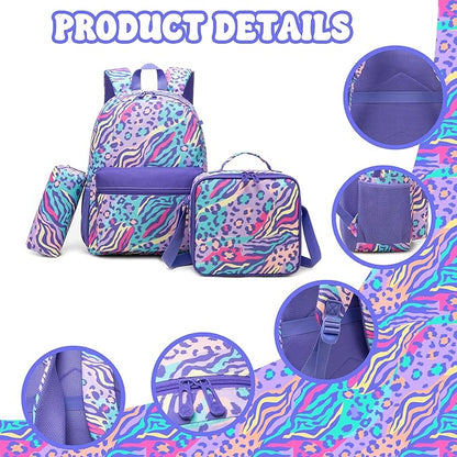 Backpack for Girls Backpack for School 8-10 Kids Backpacks with Lunch Box Schoolbag for Kids with Pencil Case