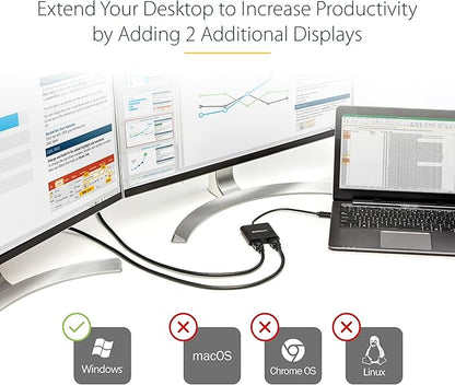 StarTech.com USB 3.0 to Dual HDMI Adapter, USB to 2x HDMI Monitor Converter for Windows, TAA (no support for macOS/ChromeOS/Linux)