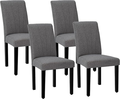 VECELO Upholstered Dining Chairs Set of 4, Modern Fabric and High Back & Solid Wood Legs, Parsons for Kitchen/Living Room- Dark Gray