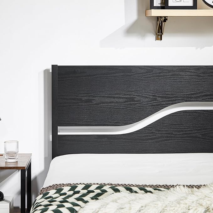 VECELO Twin Size Bed Frame with Wood Headboard and Footboard, 14 Inch Platform/No Box Spring Needed, Heavy Duty Support, Easy Assembly