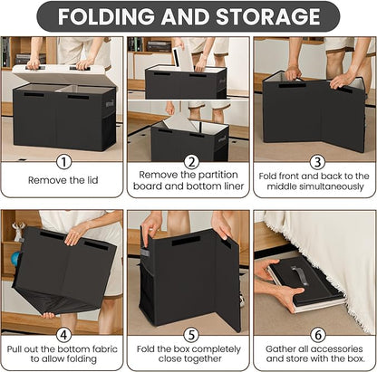 80L Large Toy Storage Box with Lid, Large Toy Box Chest for Kids, Girls and Boys, Nursery Room and Living Room, 26"x13" x16" (black-bear)