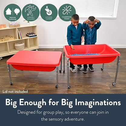 Children's Factory Medium Sensory Table – 24″ Height Table, Sandbox, Water Table for Kids, Red
