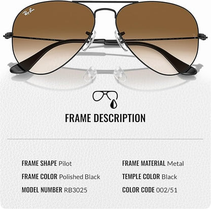 Ray-Ban RB3025 AVIATOR GRADIENT Pilot Shaped Sunglasses for Men & Women with Official RAYBAN Eyewear Kit