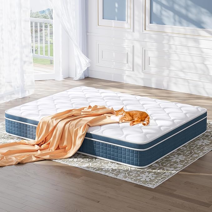 Full Size Mattress 10 Inch, Hybrid Full Mattress in a Box, Full Bed Mattress with Individual Pocket Springs and Pressure-Relieving Memory Foam, Breathable, Medium Firm Mattress 75"x54"x10"