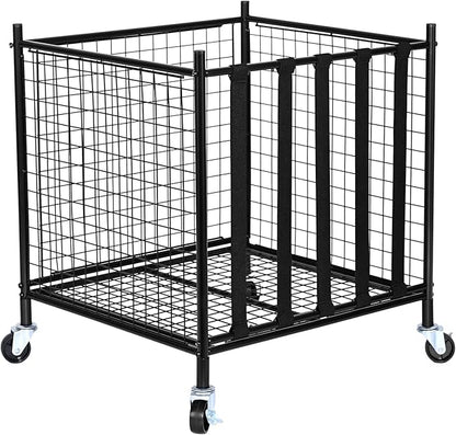 VEVOR Rolling Sports Ball Storage Cart, Lockable Basketball Cage with Double Lids, Sport Equipment Holder Organizer for Indoor Outdoor, Steel Storage Rack for Garages, Playgroup, Gym and Schools