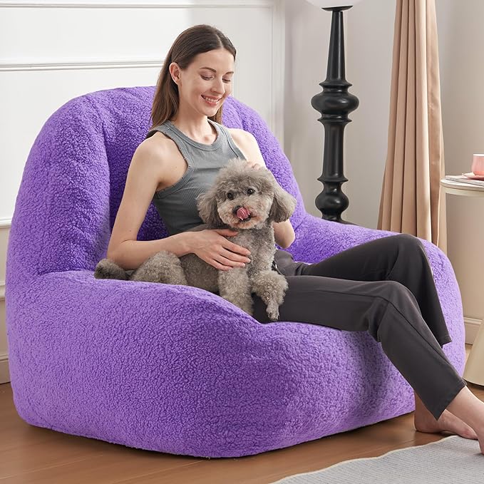 Homguava Bean Bag Chairs for Adults,Giant Beanbag Couch Adult Bean Bag Chair with Filler Included,Modern Lazy Sofa Comfy Chair for Living Room(Purple)