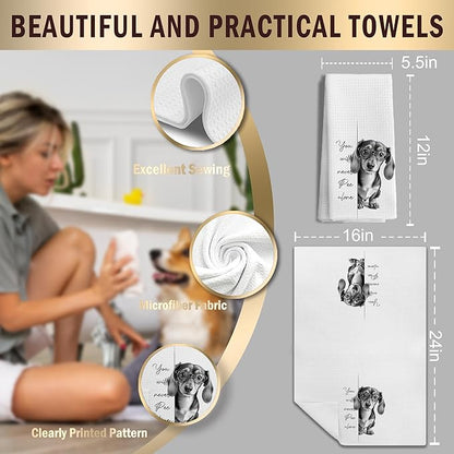 Dachshund Gifts Kitchen Towels ，Dachshund Gifts for Women Men Decor Accessories Hand Towels for Bathroom，Funny Dog Bathroom Hand Towels，16x24 Inch