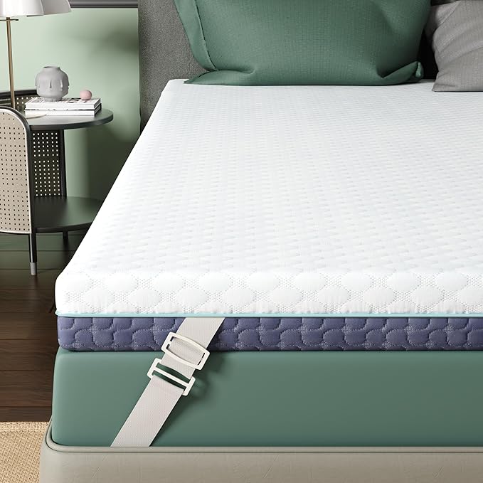 3 Inch Firm Mattress Topper King Size, Memory Foam Bed Topper with Soft & Firm Options for Back Pain Relief, Mattress Topper with 2-Sided Cover, Ergonomic 5-Zone Design, CertiPUR Certified