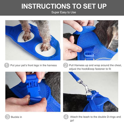 Fida Cat Harness and Leash Set for Walking Kitten and Puppy, Escape Proof Kitten Harness with Breathable Lightweight Soft Mesh, Adjustable Reflective Step-in Design for Kitten and Puppy.(XXXS, Blue)