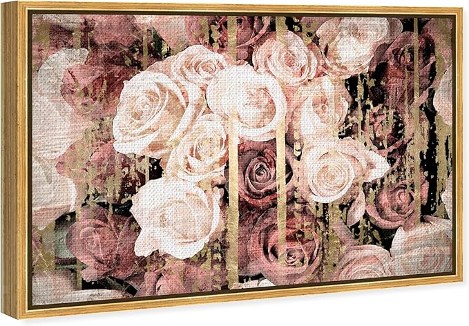 The Oliver Gal Artist Co. Floral and Botanical Wall Art Canvas Prints 'Shabby Chic Romance' Florals, 54x36, Pink, Brown
