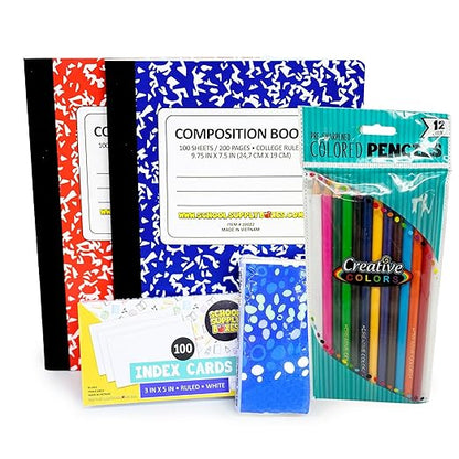Secondary School Essentials Bundle | Pallet (112 Boxes) - 51 Pieces per Box | School Supply Boxes - Back to School Essentials | Includes Notebooks, Binders, Pencils, Index Cards, Highlighters, & More