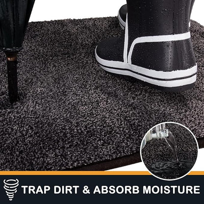 PURRUGS Dirt Trapping Door Mat 48" x 48", Non-Slip Machine Washable Entryway Rug, Dog Doormat, Indoor Front Door Mat, Super Absorbent Entry Rug for Muddy Shoes & Paws, Charcoal