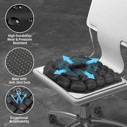 Upgrade Air Inflatable Pressure Relief Seat Cushion, Comfortable 3D Travel Seat Cushion Optimal Support for Long Sitting in Car, Air Travel, Office Chairs