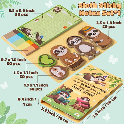 B1ykin Cute Sticky Notes Set - It Does Matter How Slow You GO, As Long As You Don’t Stop Self-Stick Notes Pad, 550 Sheets Writing Memo Pages Sticky Notepad for Teacher Appreciation Gifts (Sloth)