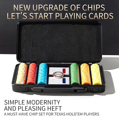 ARTGAME 14g Clay Poker Chips Set for Texas Hold’em, 300 PCS [with Numbered Values] with Chip Case, Bright Colored Chips are Easy to Distinguish Ideal Gifts for Poker Players