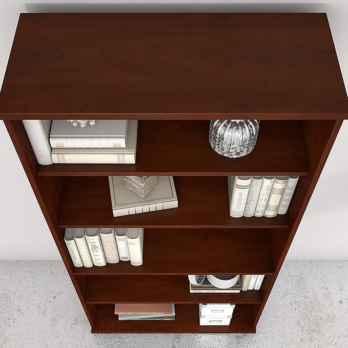 Bush Business Furniture Studio C Tall 5 Shelf Bookcase in Hansen Cherry, Large Bookshelf for Home or Professional Workplace Organization
