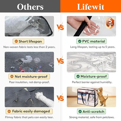 Lifewit 2 Pack Clear Clothes Storage Bags, 95L Large Plastic Blanket Storage, Vinyl Foldable Moving Bags with Zipper, Closet Organizers Containers for Comforter, Bedding, Duvet, Pillow