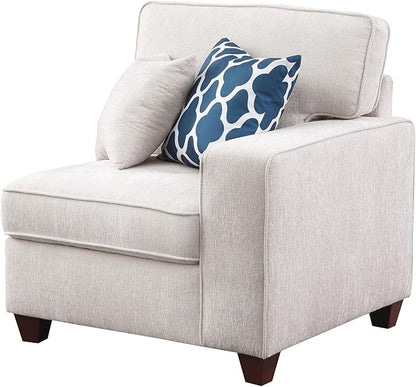 116" Convertible Sectional Couch with Movable Ottoman and 6 Throw Pillows,Chenille Upholstered Comfy Sofa 7 Seater,L-Shaped,Free Combination,Easy Assembly for Living Room,Apartment,Office,Beige