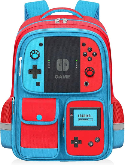 School Backpack for Boys - Gamer Boys Backpack for Kids Children Elementary Middle School - Students Bag for Ages 6-18,17″ Video Game Bookbag Travel Back Pack