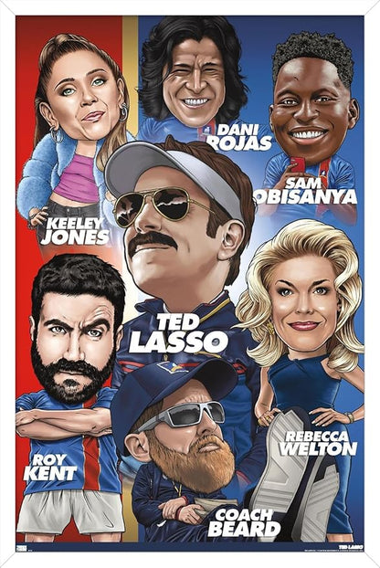 Ted Lasso - Character Grid Wall Poster, 22.4L" x 14.7W", White Framed Version