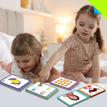 4 Spanish Learning Flipbooks, Double-Sided Printed Mini Book Set, Alphabet A-Z, Number 1-20, Feelings and Emotions, Shapes and Colors Mini Board Books Set, Early Educational Tool for Kids