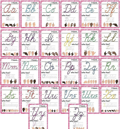 ASL Abc's Flash Cards for Toddlers, 36 Sign Language with Cursive,Numbers |Montessori ASL Bundle I Have... Who has? Game for Homeschool Supplies,ELs/ESOLs/ENLs, Deaf/Hard of Hearing Students