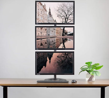 VIVO Triple Vertical LCD Monitor Height Adjustable Desk Mount Stand for 3 Screens up to 27 inches STAND-V003D