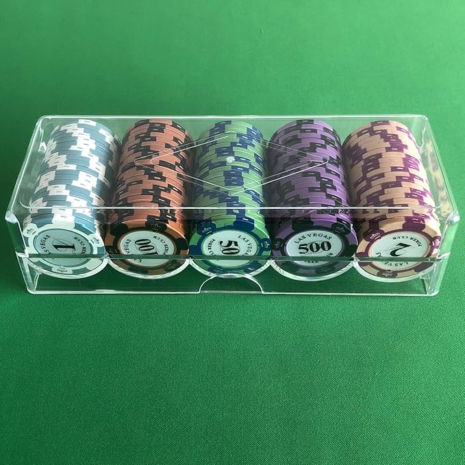 Poker Chip Holder Tray Racks - 1Pack Clear Acrylic Chips Rack Case with Cover Poker Table Accessories