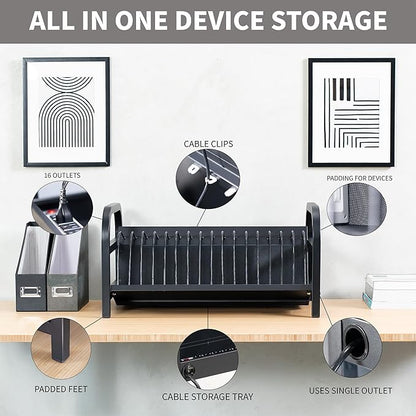 VIVO 16-Bay Laptop and Tablet Open Charging Station, Devices up to 14 inches, Black, STAND-LAPC3