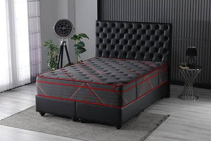 Ottomanson Twin 13" Luxury Black Eurotop Mattress - Medium-Firm Hybrid Comfort - Made in USA - Premium Quilted Cover - Fiberglass-Free - Bed in a Box