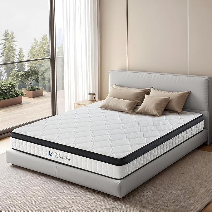 Queen Mattress, 12 Inch Queen Size Mattress in a Box, Medium Firm, Memory Foam with Individual Pocket Spring for Pressure Relief & Motion Isolation, Strong Edge Support