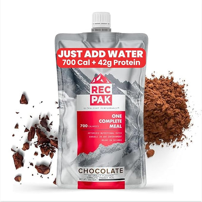 RecPak Performance Ultralight Instant Meals For Your Next Adventure | 700 Cal 42g Protein I Chocolate (6-Pack)