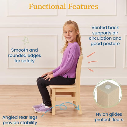 ECR4Kids 30in x 30in Square Hardwood Table and Chair Set, 12in Seat Height, Kids Furniture, Antique White