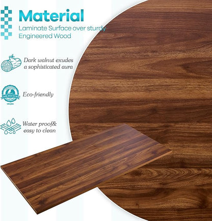 Kaboon Universal Tabletop 36"x20", Solid One-Piece Melamine Table Top, Double L-Desk Floating Desk DIY, Home and Office,Dark Walnut