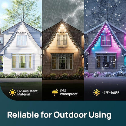 Linkind Outdoor Lights for ST Patricks Day Lights,100ft with 72 Triple-LED,AI Lighting, RGBTW Smart Outdoor Lights LED Strip Lights, IP67 Waterproof, Works with Alexa,Google Assistant