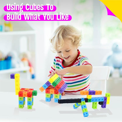 SpriteGru Math Linking Cubes, Set of 100 Math Cubes Manipulative Connecting and Counting Snap Blocks for Early Math and Construction, Educational Toy for Preschool, Kindergarten, Homeschool