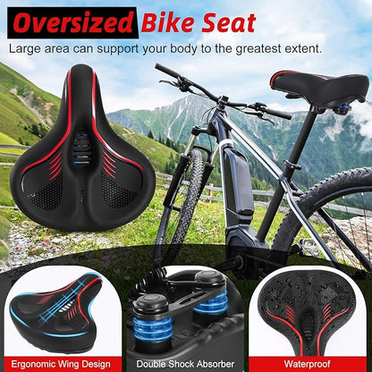 Comfort Bicycle Seat Wide Bike Seat for Men Women with Dual Shock Absorbing Ball Soft Bike Saddle Cushion for Exercise Bikes Mountain Bikes Cruiser Bikes Accessories for Peloton
