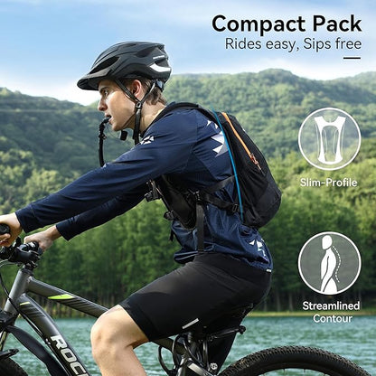 MARCHWAY Lightweight Hydration Backpack with Vest Style Straps & 2.5L TPU Water Bladder, Versatile Sleek Multi-Pocket Pack for Hiking, Cycling, Running, Backpacking, Travel