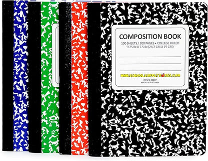 High School Writing Bundle | 1 Box - 51 Pieces per Box | School Supply Boxes - Back to School Essentials | Includes Composition Books, Loose Leaf Paper, Index Cards, 12 ct. Pens & More
