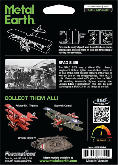 Metal Earth SPAD S.XIII 3D Biplane Metal Model Kit Fascinations