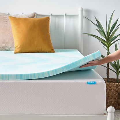 Linenspa 2 Inch Gel Swirl Memory Foam Mattress Topper – Cooling Gel Infused – Pressure Relieving Bed Topper - Mattress Pad – CertiPUR Certified - Full Size