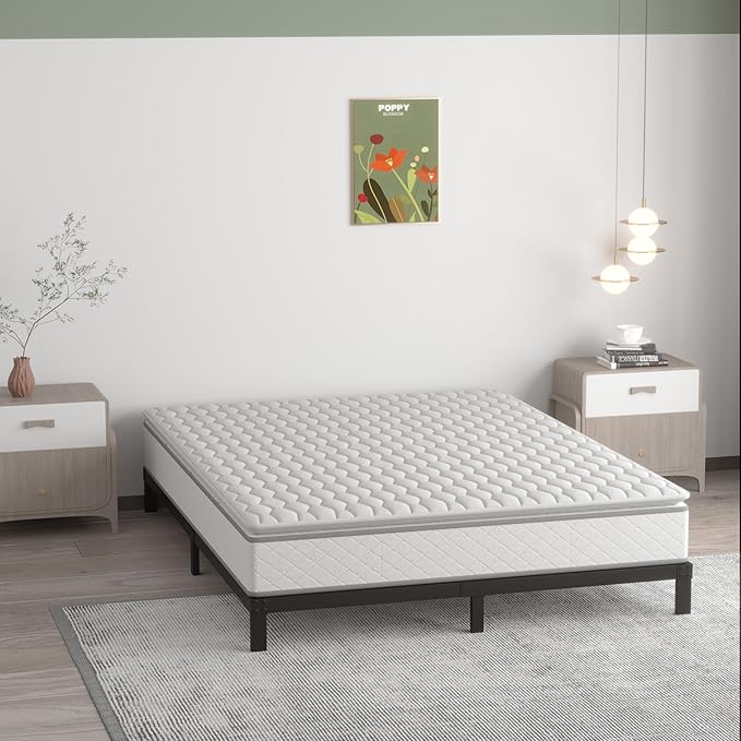 7 Inch King Bed Frame No Box Spring Need, Low Profile Metal Platform King Size Bed Frame, Heavy Duty Support Bedframes King, Easy Assembly