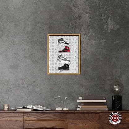 Hype Sneakers Framed Sneaker 1 Piece Canvas Wall Art, 17.5" x 21.5", Gold Frame