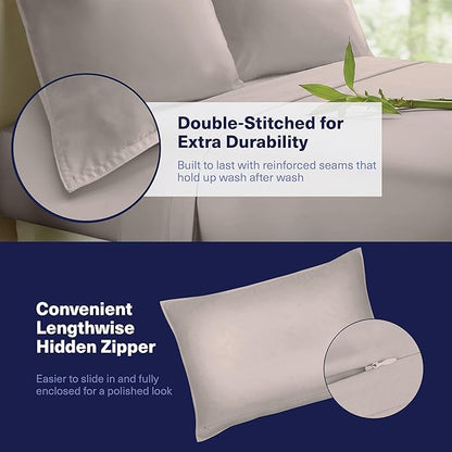 Kickoff Viscose Bamboo Sheets California King Size 4-pc 100% Organic Bamboo Viscose Bed Cooling Sheets Cal King Set Cool Bedding for hot Sleepers Sheet, Flat, Fitted, Pillowcases (Grey Mist, CK)