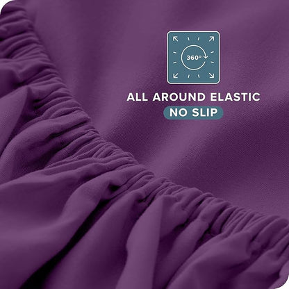Bare Home Twin Sheet Set - 1800 Ultra-Soft Microfiber Twin Bed Sheets - Double Brushed - Deep Pockets - Easy Fit - Extra Soft - 3 Piece Set - Bedding Sheets & Pillowcases (Twin, Plum)