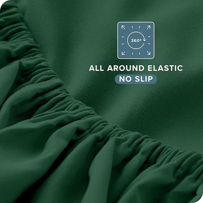 Bare Home Queen Sheet Set - Luxury 1800 Ultra-Soft Microfiber Bed Sheets - Double Brushed - Deep Pockets - Easy Fit - 4 Piece Set - Bedding Sheets & Pillowcases (Queen, Forest Green)
