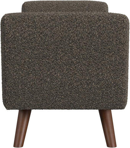 HomePop Modern Storage Bench with Wood Legs |Homepop Home Décor|Bench with Storage for Living Room & Bedroom - Dark Brown Boucle