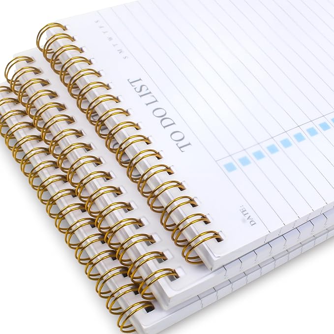 To Do List Notepad, Undated Daily Planner Notepad with To Do List Notebook Checklist Planner Spiral Waterproof Notepad for Office Supplies, School Planner, Blue, 52 Sheets, 5.5"*8.3" A5 Size