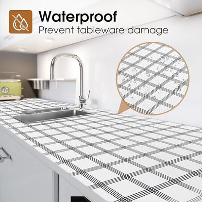 Beautysaid Shelf and Drawer Liner for Kitchen Cabinet, Non Adhesive Non Slip Shelf Paper Waterproof Washable Thickened for Dresser Pantry Shelve Bathroom Protector Liner(Plaid,12 in x 20FT)
