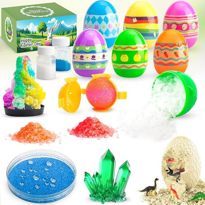 6PCS Prefilled Easter Eggs with Science Experiment Kits for Kids Easter Basket Stuffers, Egg Hunt Prizes and Party Favors, STEM Project Educational Gifts for Girls Boys